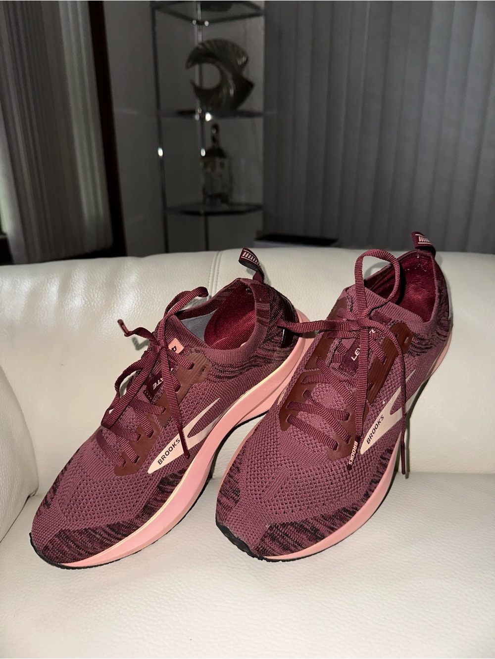 Brooks Womens Maroon and Pink Running Sneakers